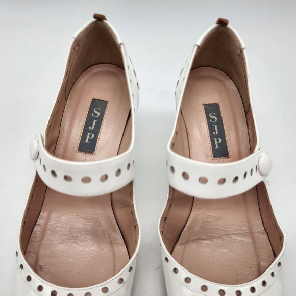 SJP Sarah Jessica Parker Tartt Pierce White Patent Mary Jane Heel EU 35.5 US 5.5 - Picture 4 of 8